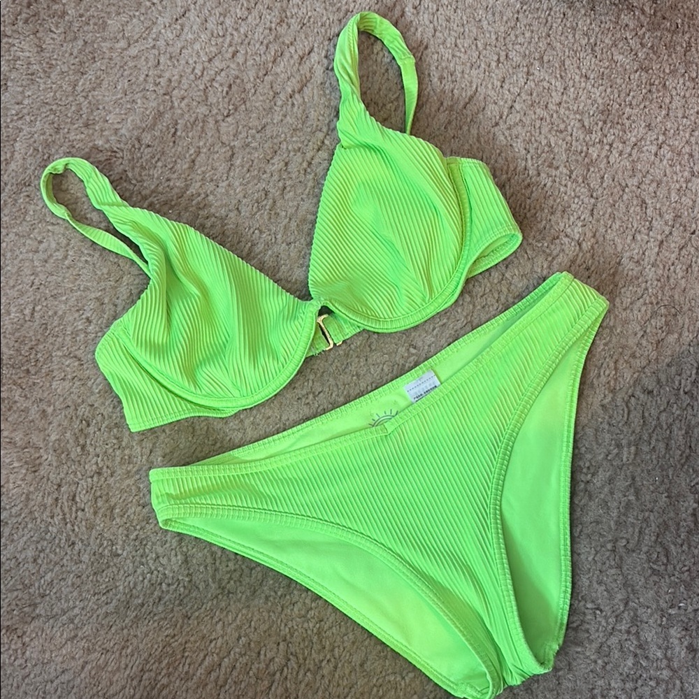 Hollister Neon Green Bikini Set